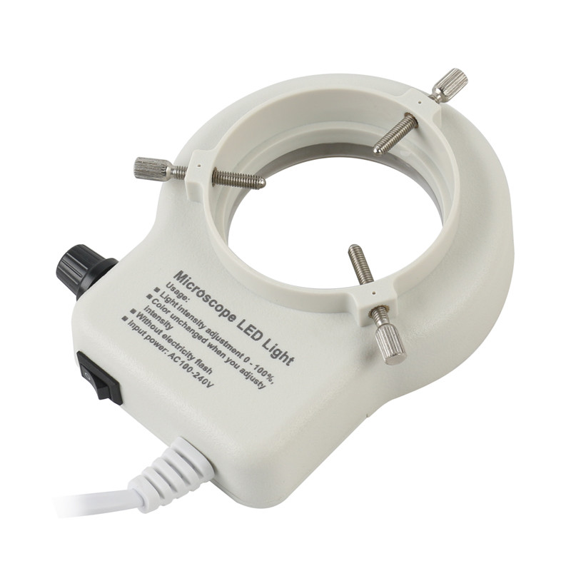 Lampă de iluminare reglabilă cu 144 LED-uri pentru lumină inelă, pentru industrie, microscop trinocular stereo, lupă pentru lentile pentru cameră video, 110V 220V