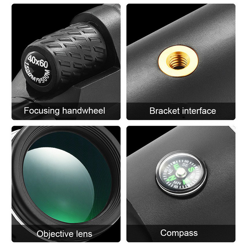 40 x 60 Super Telephoto Zoom Monocular Professzionális távcső céltávcső Teleszkóp Hordozható Zoom Monokulár