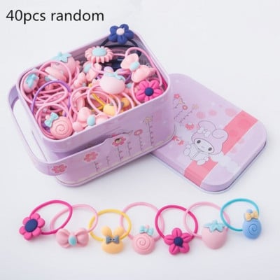 40 buc/lot Accesorii pentru păr fete Cutie cadou Benzi elastice pentru păr Arcuri pentru păr cu flori Bentita nouă Bentita pentru păr Bentita drăguță pentru copii