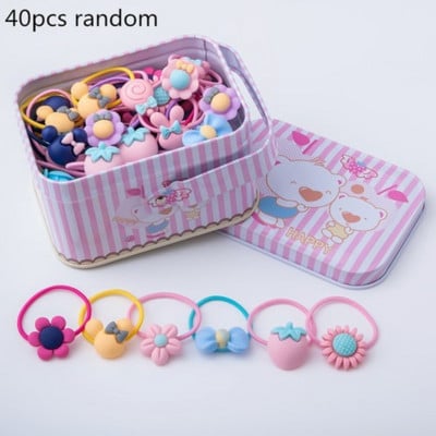 40 buc/lot Accesorii pentru păr fete Cutie cadou Benzi elastice pentru păr Arcuri pentru păr cu flori Bentita nouă Bentita pentru păr Bentita drăguță pentru copii
