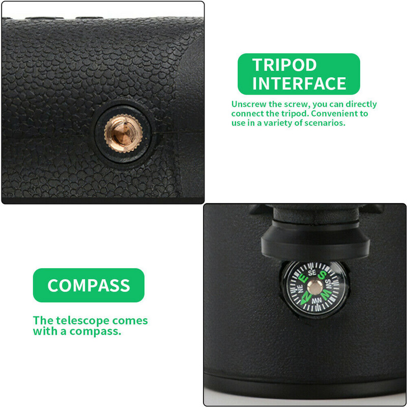 Nakts redzamības teleskopa monokulārais komplekts Zoom Shot Pro objektīvs viedtālrunim mobilajam tālrunim Nocturne Spotting Scope Prizmatisks prizmas monoklis
