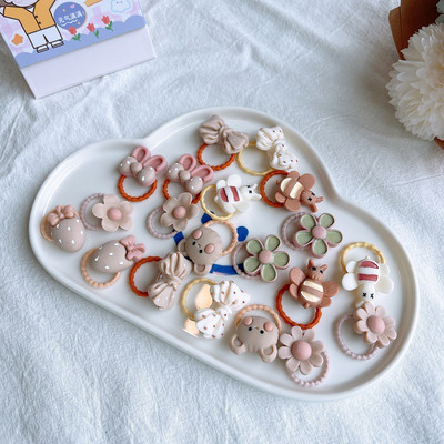 20 ks/sada dievčenských roztomilých kreslených kvetinových mašličiek, gumičiek do vlasov, detských elastických vlasových doplnkov