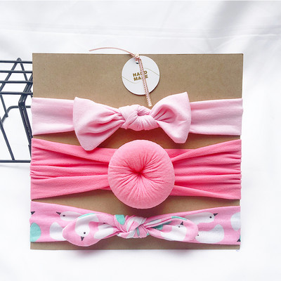 3db/tétel Pöttyös/csíkos/Nyomtatott Virág Rajzfilm masni Rugalmas Fejpántok Kisgyermek Turbán Hajpánt Kislány masni Hajkiegészítők