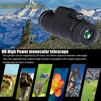 40X60 HD Rofessional монокулярен телескоп Zoom Telescope Handy Optics Scope за наблюдение на птици, лов, оборудване за къмпинг на открито