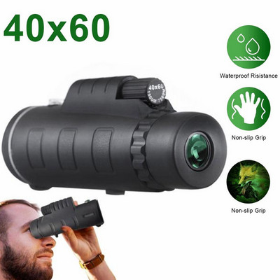 40X60 HD Rofessional monokuláris teleszkóp zoom teleszkóp praktikus optikai céltávcső madármegfigyeléshez, vadászathoz, szabadtéri kemping felszereléshez