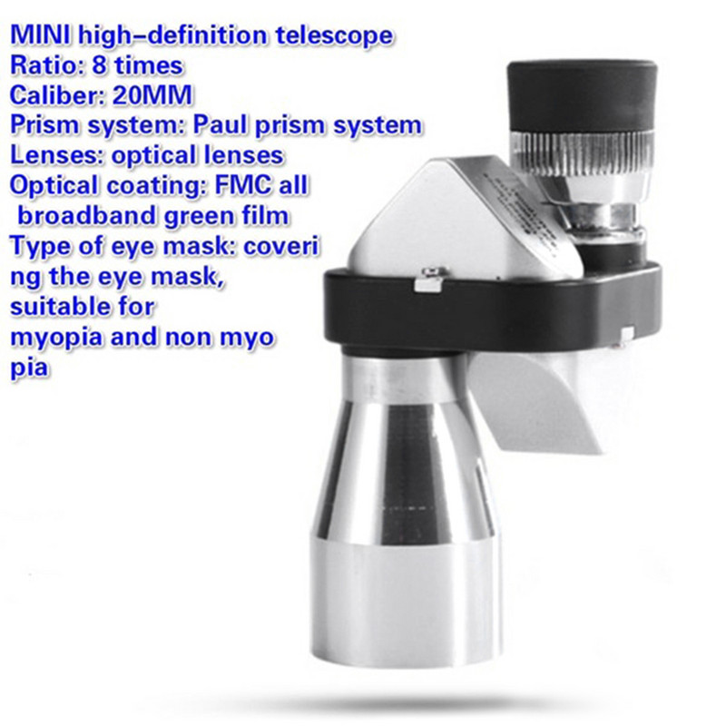 8x20 HD nočné videnie, prenosný mini rohový ďalekohľad, vodotesný, vysokovýkonný, vreckový HD monokulárny, pre nočné videnie pri slabom osvetlení