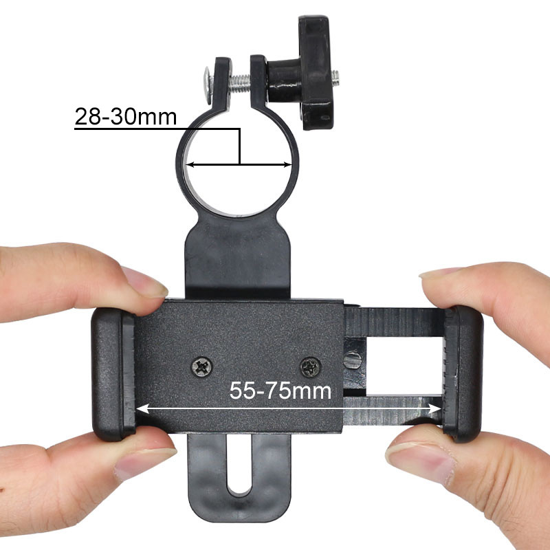 Universalus mikroskopo mobiliojo telefono adapteris, reguliuojamo skersmens 28-30 mm mobiliojo telefono teleskopo laikiklis monokuliniams žiūronams