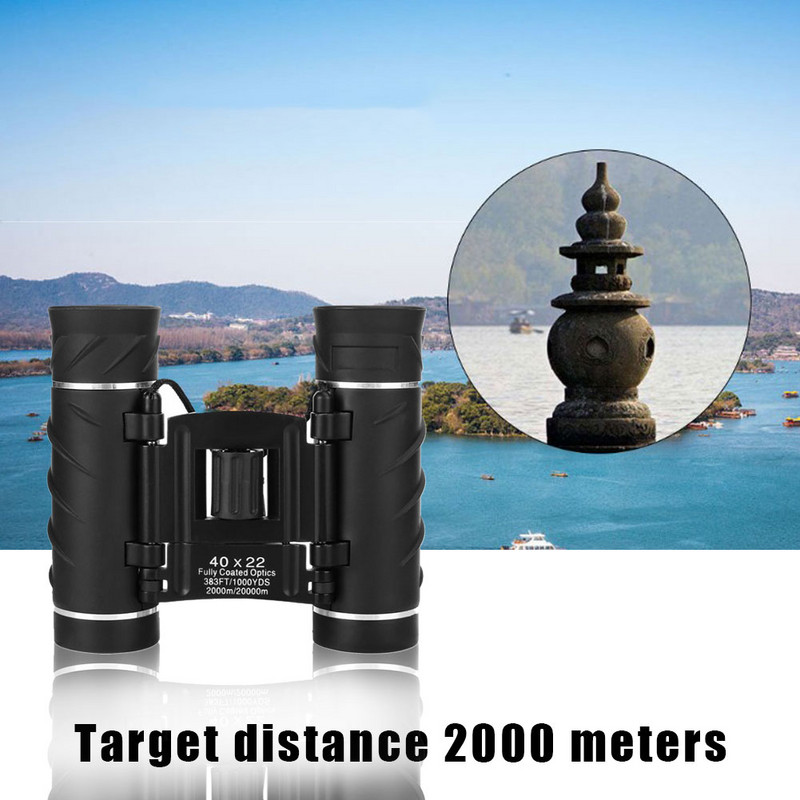 40x22 HD nagy teljesítményű távcső 2000M nagy hatótávolságú összecsukható mini teleszkóp BAK4 FMC optika vadászat sporthoz kültéri kemping utazás