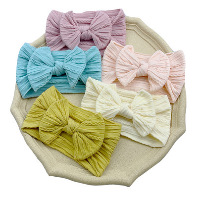 5 bucăți/set de bentita de tricotat răsucită din bumbac pentru nou-născut bentiță elastică din nailon, accesorii pentru păr cu fundă pentru copii pentru părul copiilor
