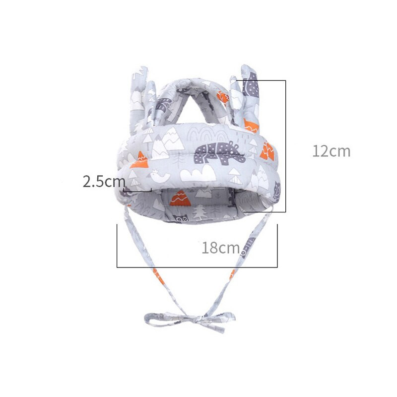 1 vnt. Pilkos miško ragų kepurė vaikščiojant apsauginis šalmas kūdikių mažyliams, apsaugantis nuo susidūrimo ir kritimo