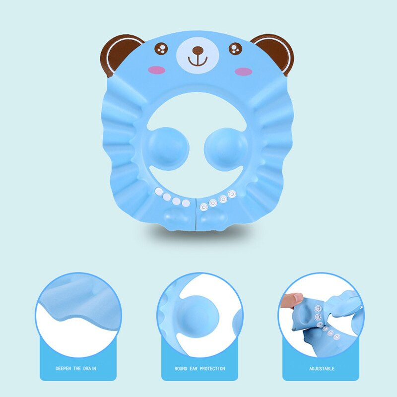 Șapcă de duș pentru copii Șampon în siguranță Accesorii de protecție pentru scăldat Pălărie reglabilă moale Pălărie pentru spălarea părului pentru copii