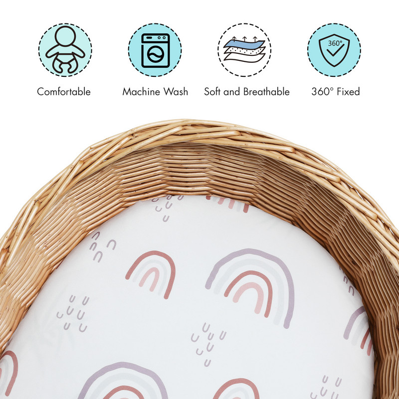 Bērnu gultiņa palagi Elpojošs, omulīgs, pieguļošs matrača palags Elastīga ceļojumu gultiņa Moderna Rainbow bērnu gultas palags