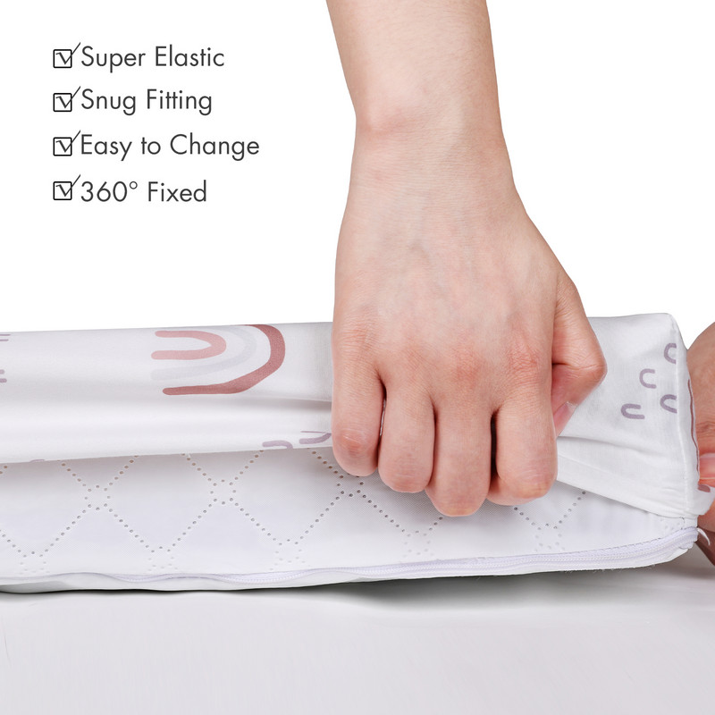 Bērnu gultiņa palagi Elpojošs, omulīgs, pieguļošs matrača palags Elastīga ceļojumu gultiņa Moderna Rainbow bērnu gultas palags