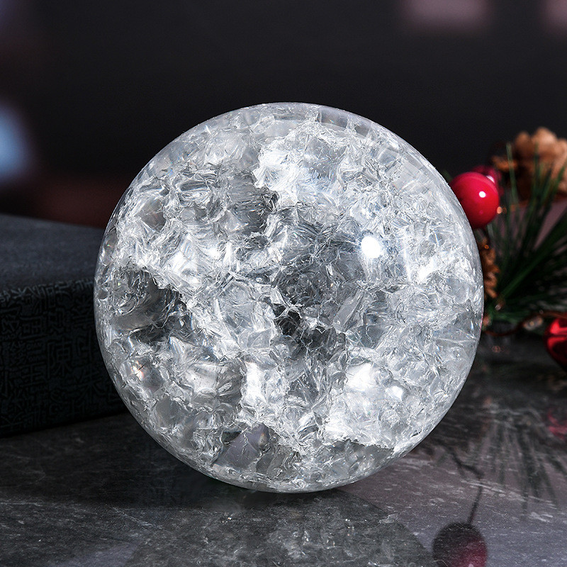 40 mm skaidrus ledo krekeris vandens kraštovaizdžio dekoravimas įtrūkęs krištolinis stiklo rutulys, ornamentai fontanas roko pakabinami priedai