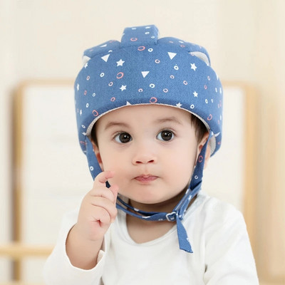 Cască de siguranță pentru bebeluși din bumbac pentru copii mici Pălărie de protecție pentru cap pentru mers pe jos Bebelul care se târăște învață să meargă pe casca
