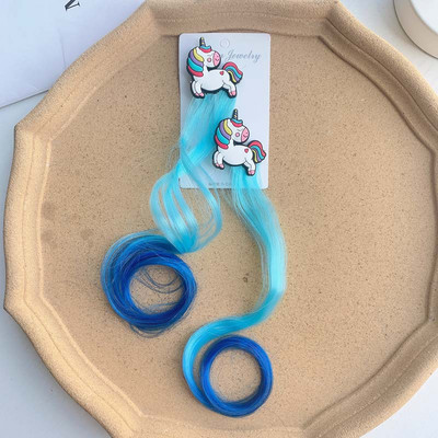 Lastele Ükssarvik Värviline parukas Juuksenõelad Juukseaksessuaarid Lastele Tüdrukutele Juukseklambrid Võltsjuuksed Keerdunud Pats Peakate Juukseklambrid Juukseklambrid