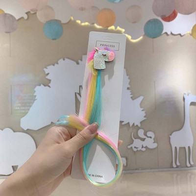Lastele Ükssarvik Värviline parukas Juuksenõelad Juukseaksessuaarid Lastele Tüdrukutele Juukseklambrid Võltsjuuksed Keerdunud Pats Peakate Juukseklambrid Juukseklambrid
