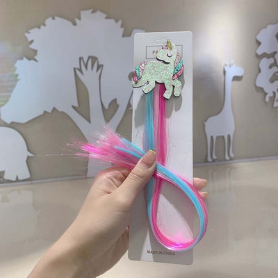 Lastele Ükssarvik Värviline parukas Juuksenõelad Juukseaksessuaarid Lastele Tüdrukutele Juukseklambrid Võltsjuuksed Keerdunud Pats Peakate Juukseklambrid Juukseklambrid