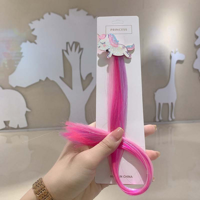 Lastele Ükssarvik Värviline parukas Juuksenõelad Juukseaksessuaarid Lastele Tüdrukutele Juukseklambrid Võltsjuuksed Keerdunud Pats Peakate Juukseklambrid Juukseklambrid
