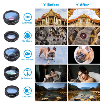 Φακός κινητού τηλεφώνου APEXEL 10 σε 1 κιτ Fisheye Φακοί μακροσκοπικής κάμερας τηλεσκοπίου ευρείας γωνίας για iPhone Φακός τηλεφώνου Samsung Huawei Xiaomi