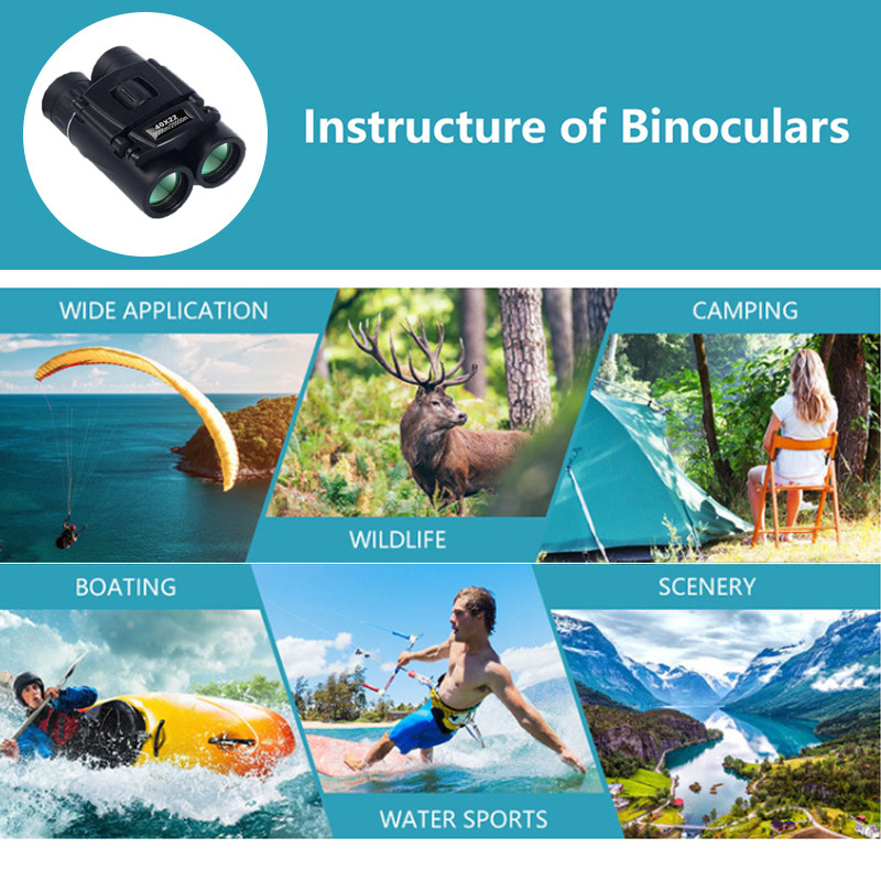 40 x 22 HD galingi žiūronai ilgo nuotolio 2000M sulankstomas mini teleskopas, skirtas medžioklei sportui lauke, kempingai