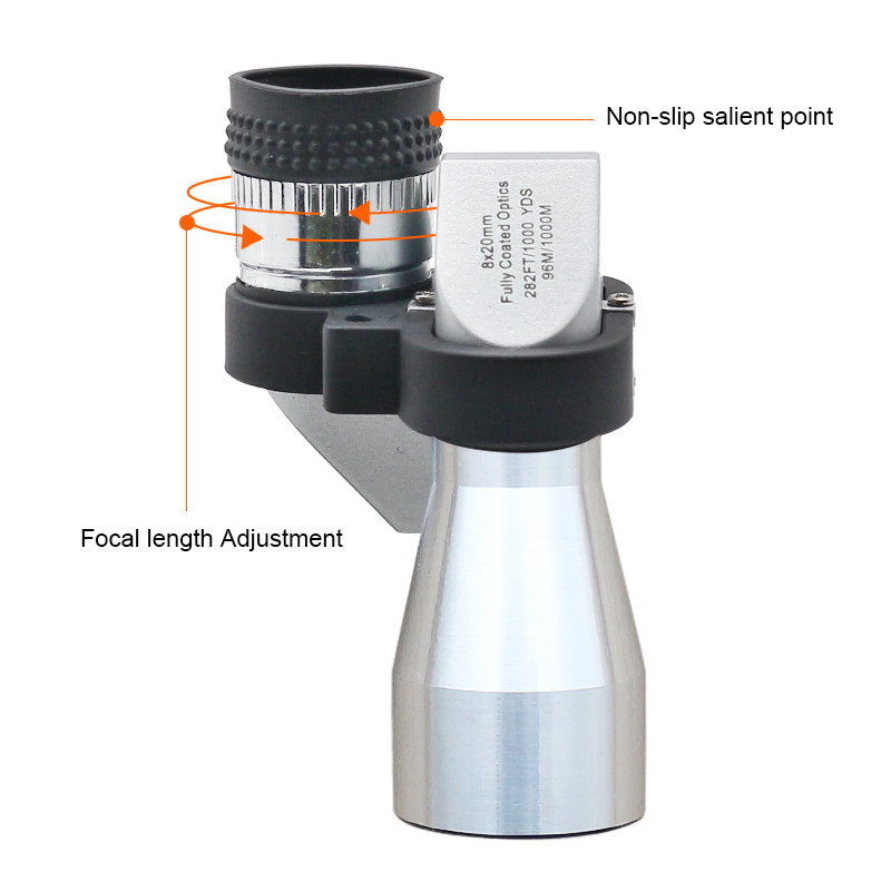 8X20 kabatas āra monokulārais teleskops Mini mikroskops ar lupas pārsegu Tālruņa klipsi Objektīva zīmogs Pateicība putnu vērošanai Jaunums