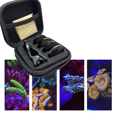 Lentile de acvariu Rezervor de pește Telefon Filtru pentru lentile pentru cameră 4 în 1 Lentile macro Filtru pentru lentile galbene Fotografie de acvariu de recif de corali