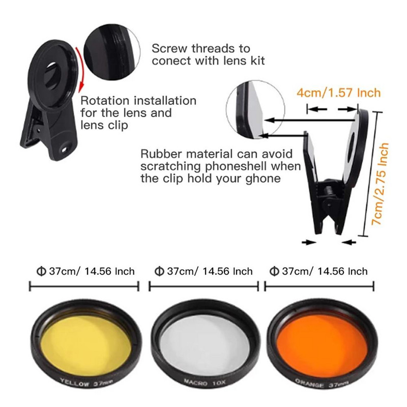 Akvariumo objektyvas žuvų tankoje Telefono fotoaparato objektyvo filtras 4 viename makro objektyvas geltonas objektyvas filtras Koralinio rifo akvariumo fotografija