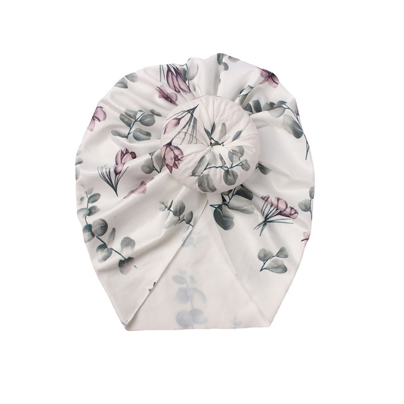 Pălărie cu turban indian cu imprimeu floral pentru bebeluși cu nod drăguț băieți fete șapcă învelitoare pentru cap din bumbac moale pentru nou-născut pălărie pentru copii pălărie bentita 0-1a