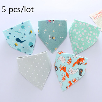 Бебешки лигавници Триъгълни двойни памучни лигавници Анимационен печат Слюнка Хавлиена кърпа Бебешки момчета Момичета Престилка за хранене Памук