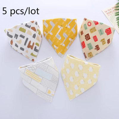 Бебешки лигавници Триъгълни двойни памучни лигавници Анимационен печат Слюнка Хавлиена кърпа Бебешки момчета Момичета Престилка за хранене Памук