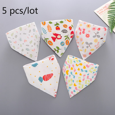 Бебешки лигавници Триъгълни двойни памучни лигавници Анимационен печат Слюнка Хавлиена кърпа Бебешки момчета Момичета Престилка за хранене Памук