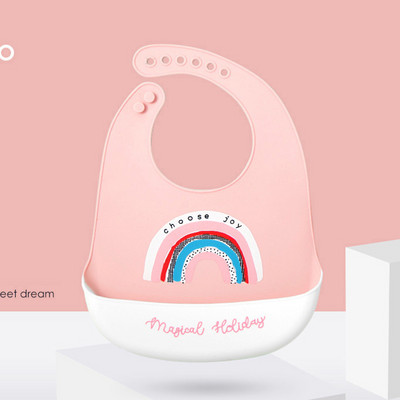 Бебешки лигавници с анимационни животни Водоустойчиви меки силиконови лигавници Оригващи кърпи Бебе Момиче Момче Неща за хранене Отпечатани Регулируеми Детски Деца