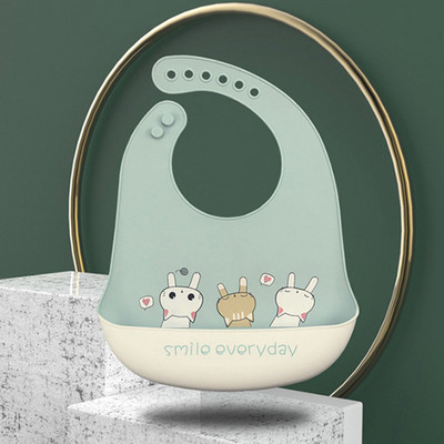 Бебешки лигавници с анимационни животни Водоустойчиви меки силиконови лигавници Оригващи кърпи Бебе Момиче Момче Неща за хранене Отпечатани Регулируеми Детски Деца