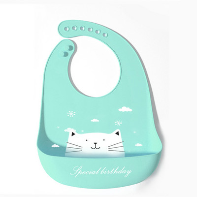 Бебешки лигавници с анимационни животни Водоустойчиви меки силиконови лигавници Оригващи кърпи Бебе Момиче Момче Неща за хранене Отпечатани Регулируеми Детски Деца