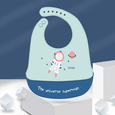 Бебешки лигавници с анимационни животни Водоустойчиви меки силиконови лигавници Оригващи кърпи Бебе Момиче Момче Неща за хранене Отпечатани Регулируеми Детски Деца