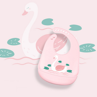 Бебешки лигавници с анимационни животни Водоустойчиви меки силиконови лигавници Оригващи кърпи Бебе Момиче Момче Неща за хранене Отпечатани Регулируеми Детски Деца