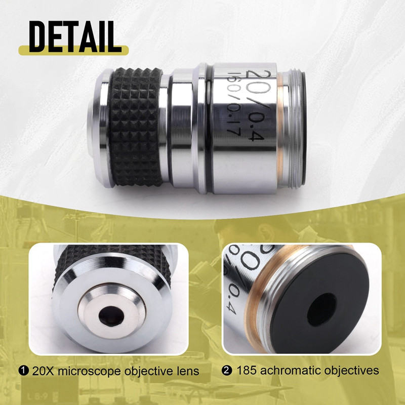 Obiectiv pentru microscop nou 185 Obiectiv acromatic 20X Accesorii de piese pentru microscop biologic