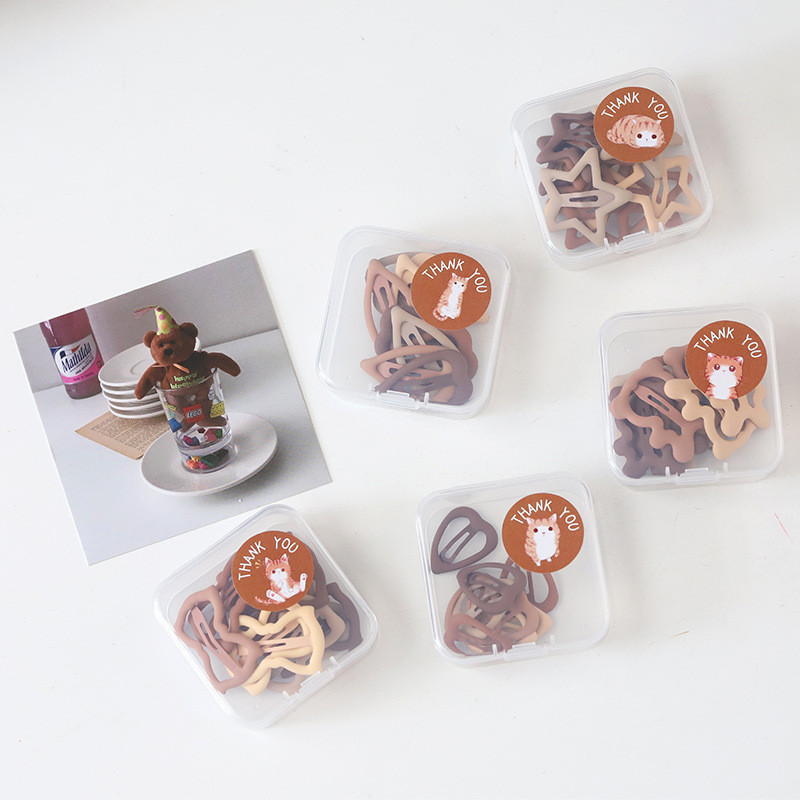 10 gab. Matētas vienkāršības matu sprādzes meitenēm Zvaigzne ovāls trīsstūris kvadrātveida matu sprādzes bērniem Snap matu sprādzes Matu sprādzes Click Clack