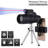 Többcélú monokuláris BAK4 Prism HD 12x50 zoom vízálló optikai teleszkóp kültéri kemping zseblámpa monokulár/távcső