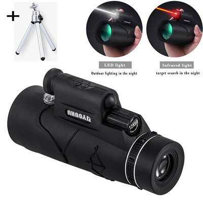 Többcélú monokuláris BAK4 Prism HD 12x50 zoom vízálló optikai teleszkóp kültéri kemping zseblámpa monokulár/távcső