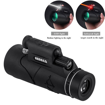 Többcélú monokuláris BAK4 Prism HD 12x50 zoom vízálló optikai teleszkóp kültéri kemping zseblámpa monokulár/távcső