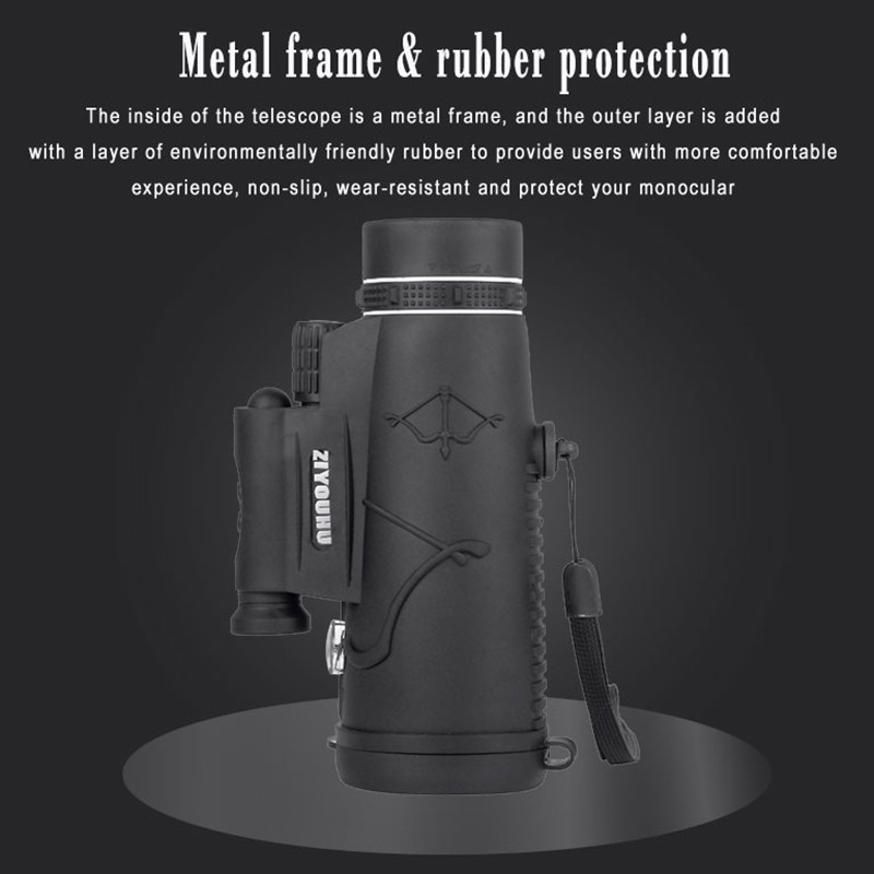 Többcélú monokuláris BAK4 Prism HD 12x50 zoom vízálló optikai teleszkóp kültéri kemping zseblámpa monokulár/távcső