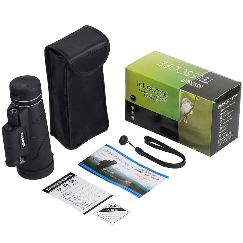 Többcélú monokuláris BAK4 Prism HD 12x50 zoom vízálló optikai teleszkóp kültéri kemping zseblámpa monokulár/távcső