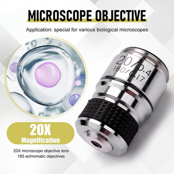 185 Обектив за микроскоп 20X Ахроматичен обектив Аксесоари за части за биологичен микроскоп
