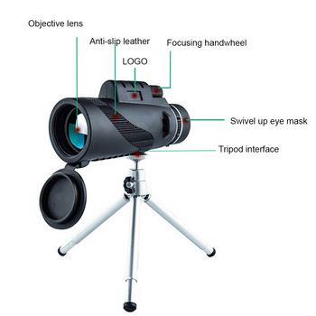Μονόφθαλμο τηλεσκόπιο HD 80X100 Τηλεφωνική κάμερα Zoom Starscope Tripod Telescope Phone Clip για Υπαίθρια Αξεσουάρ Κάμπινγκ Ισχυρό
