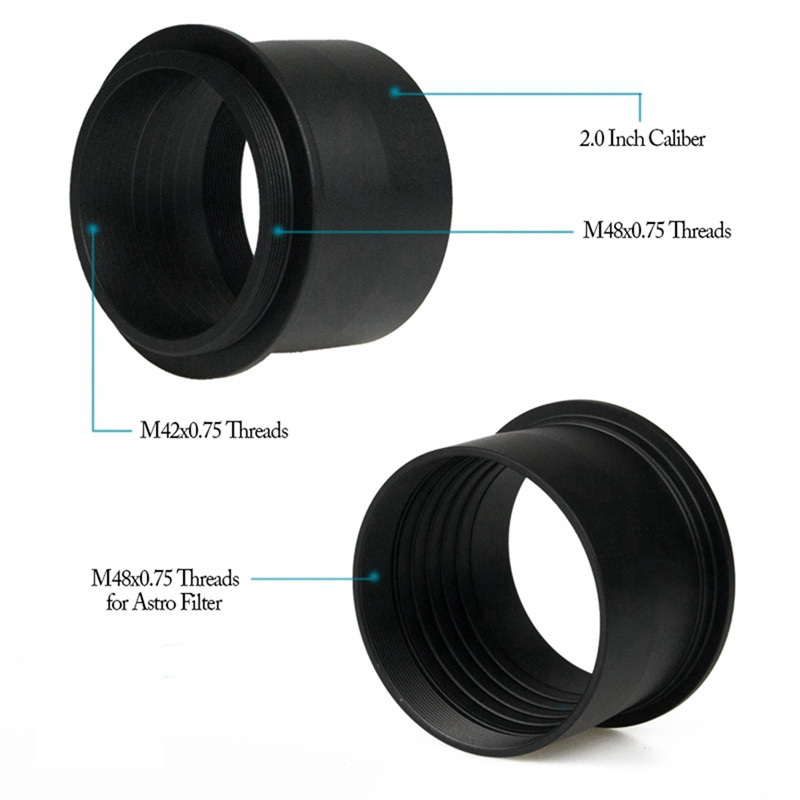1 rinkinys 2 colių M48 teleskopo okuliaro adapterio žiedas ir 1 vnt M48–M42 adapterio adapterio žiedas astronominis teleskopas