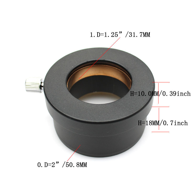 Adaptor de montare pentru ocular de 2 până la 1,25 inci, complet metalic, telescop, astronomie, 50,8 mm la 31,7 mm, binoclu, adaptor pentru accesorii monoculare