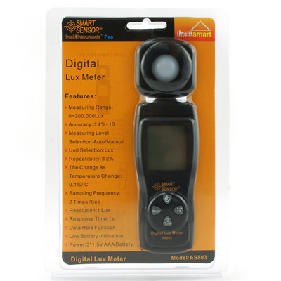 SMART SENSOR AS803 šviesos matuoklis Lux/Fc fotometras fotografija Skaitmeninis liukso matuoklis iliuminometras Aplinkos testeris spektrometras