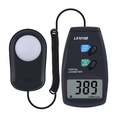 Digital Illuminance Meter Portable Illuminometer LCD Display with Reading Lock and Low Power Indication Function